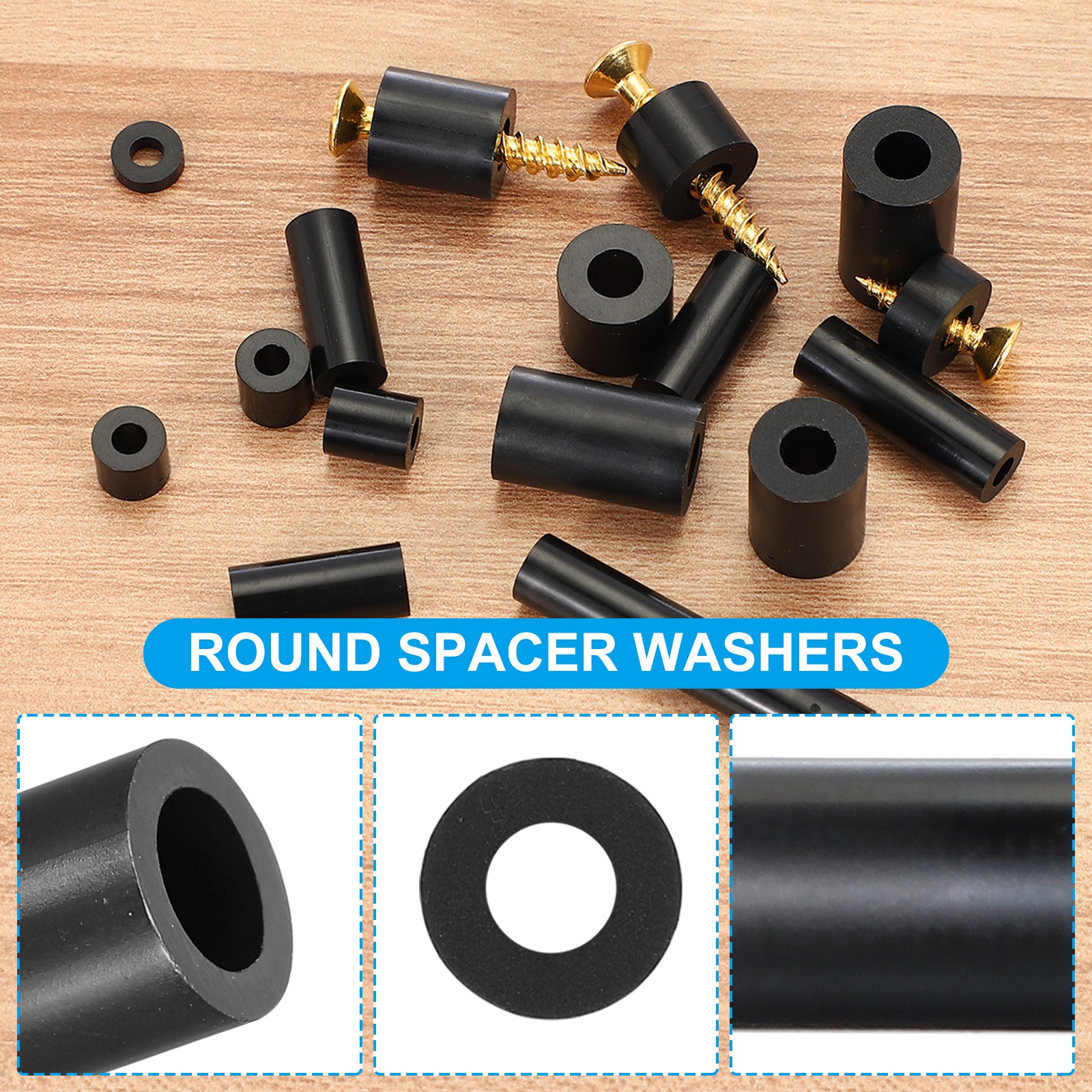 M4 Black ABS Spacer Inner Diameter 0.17″, Outer Diameter 0.28″,L 1.57″, 50Pcs