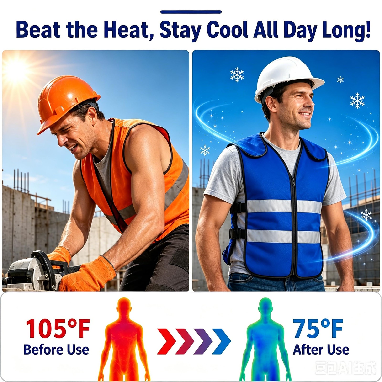 Cooling Vest for Men Women, Ice Vest with 20 Reusable Gel Ice Packs, High Visibi