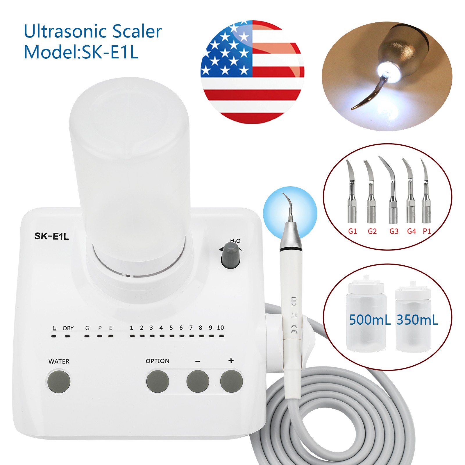 SKYSEA Dental Ultrasonic Scaler w/ LED Detachable Handpiece Fit EMS Cavitron UPS