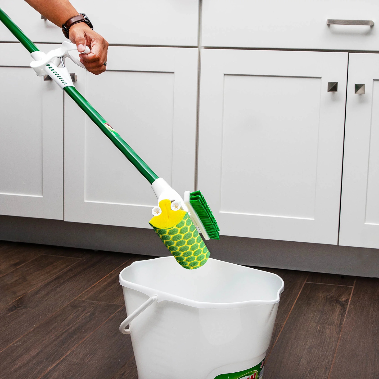 Libman Nitty Gritty Sponge Mop With Built-in Scrub Brush and Steel Handle