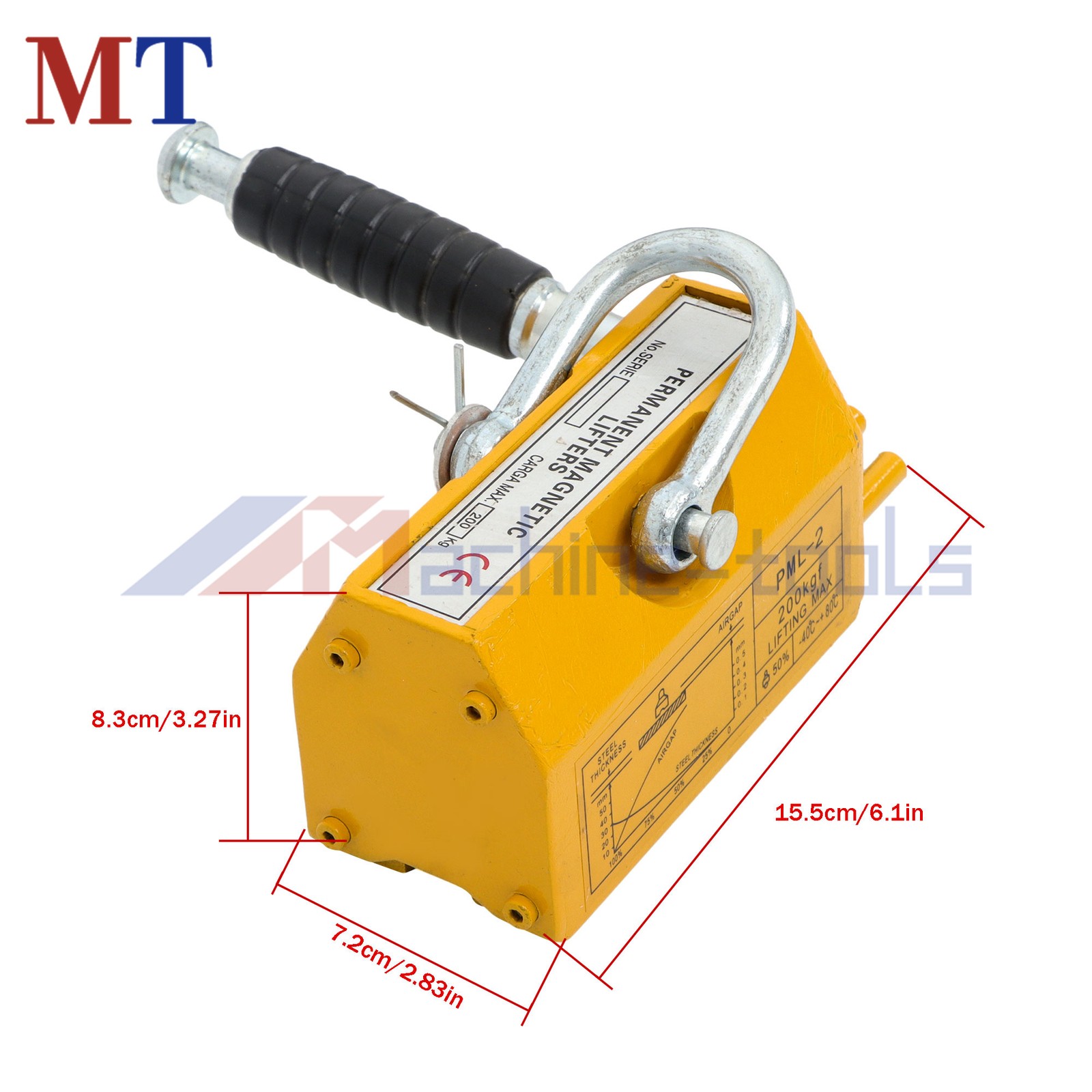 Permanent Magnetic Lifter 440 lbs/200 kg Capacity Yellow Lifting Magnet