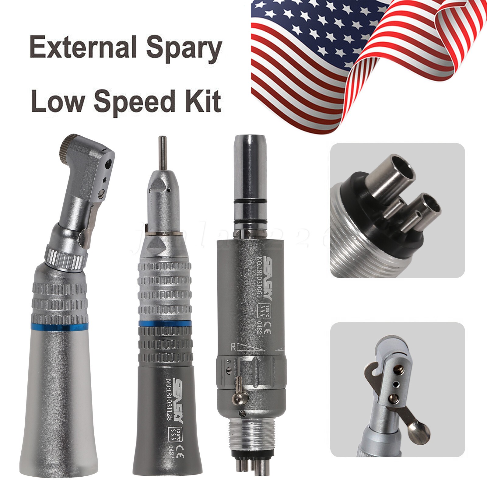 Dental Slow Speed Handpiece Contra Angle/Straight /Air Motor 4Hole NSK Style NEW