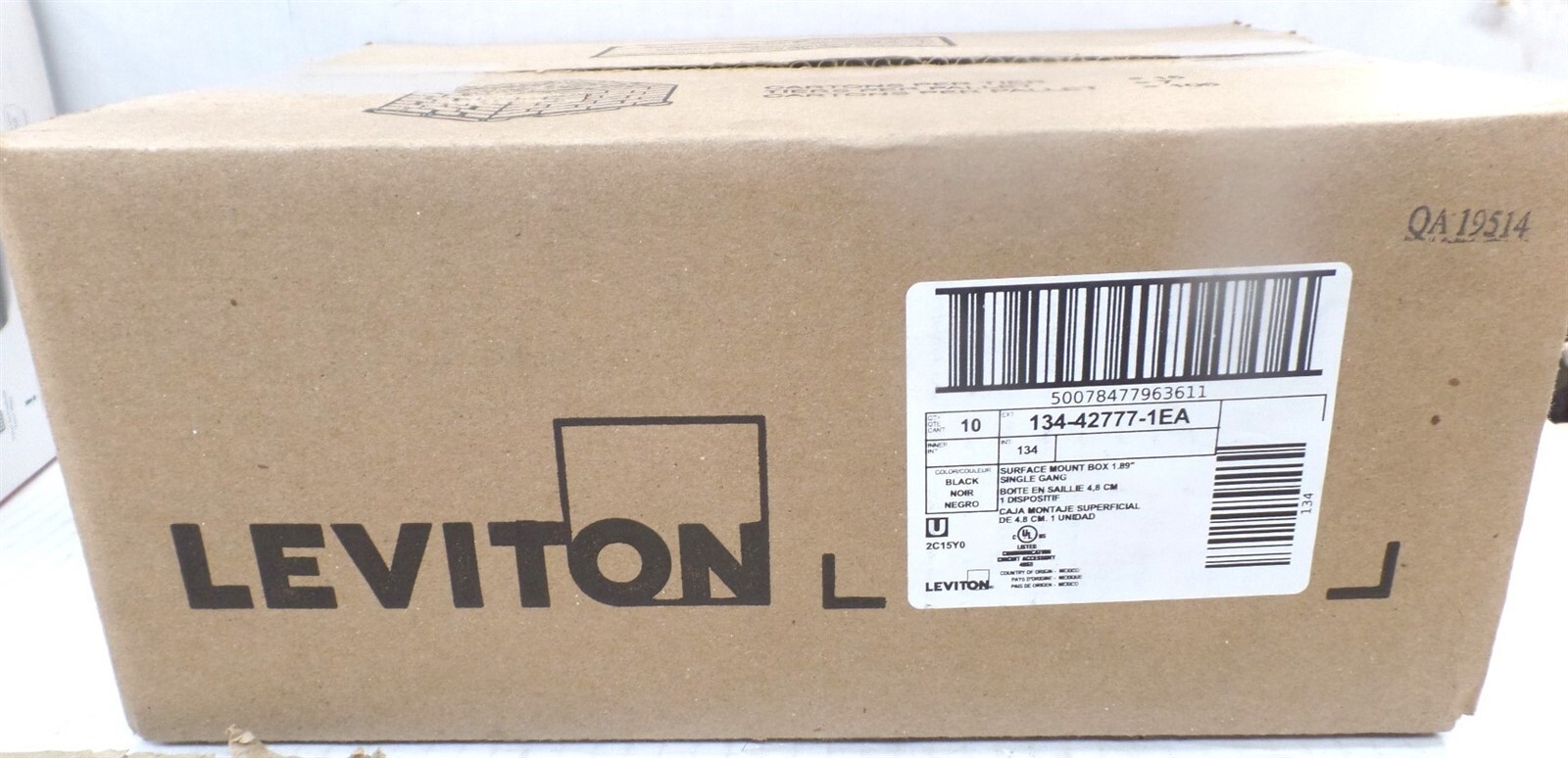 LEVITON 42777-1EA 1-GANG 1.89″ BOX DEPTH SURFACE MOUNT BACK BOX BLACK 10-PACK