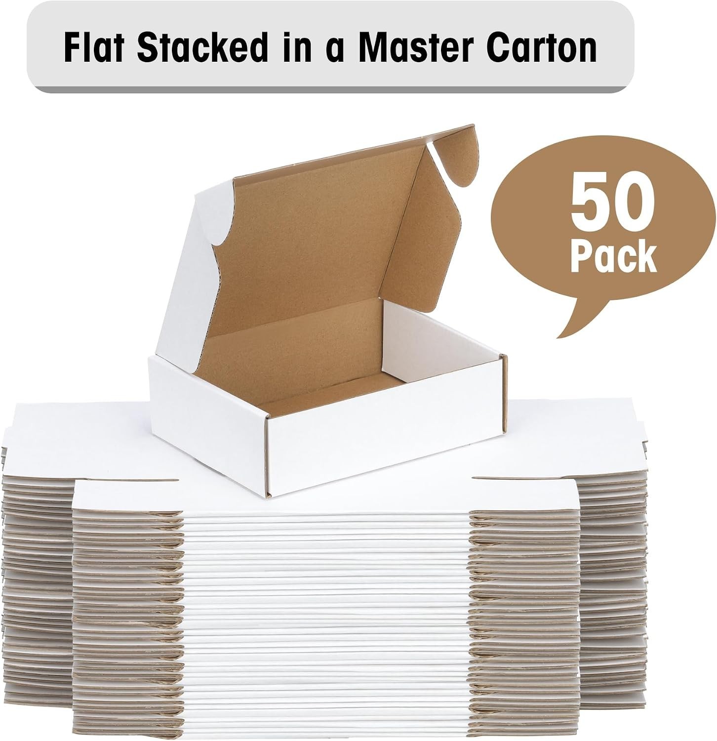 Small Mailing Boxes 50 Pack 7x5x2 Inches White Cardboard Shipping Supplies