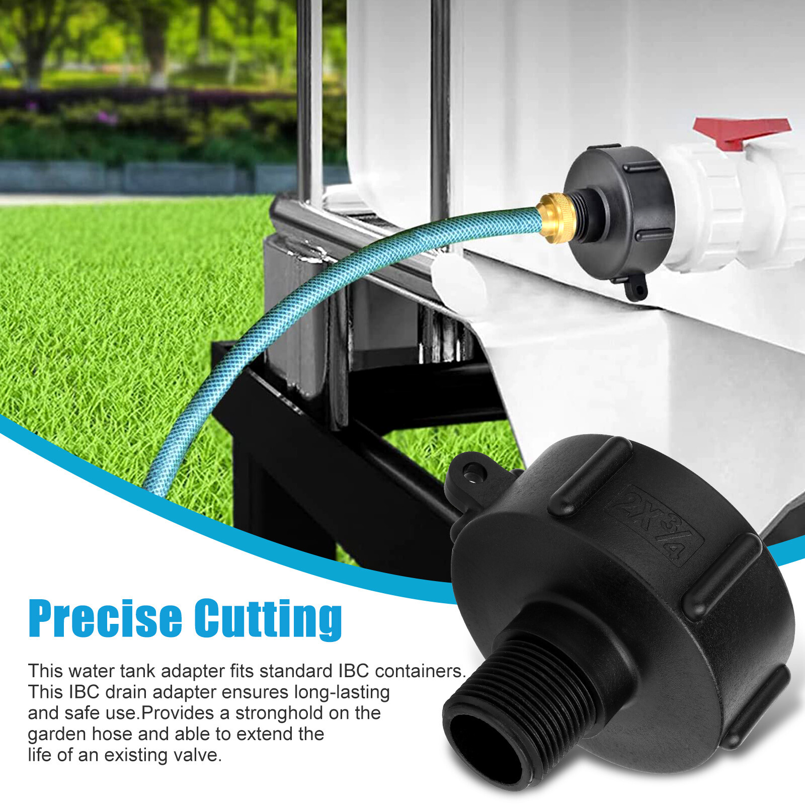 2x IBC Tote Water Tank Adapter 2″ for Garden Hose Drain Plug Connector Easy Use