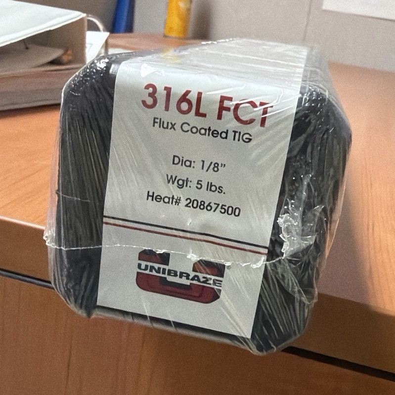 Unibraze 316L FCY Flux Coated TIG Welding Wire 1/8 in 5 lb Spool 20867500