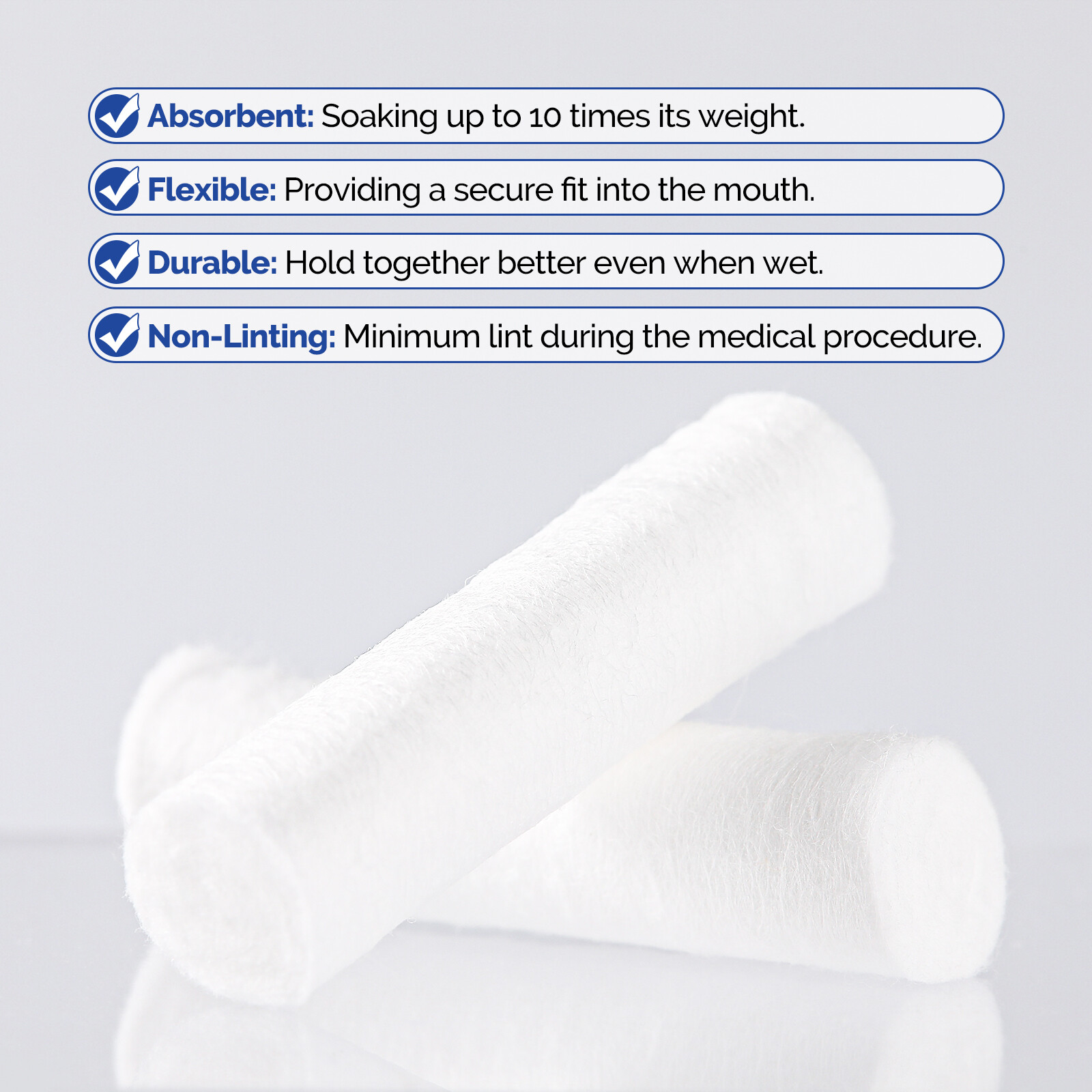 2000 pcs High Quality Dental Cotton Rolls Size 1-1/2″ x 3/8″ #2 Medium Premium