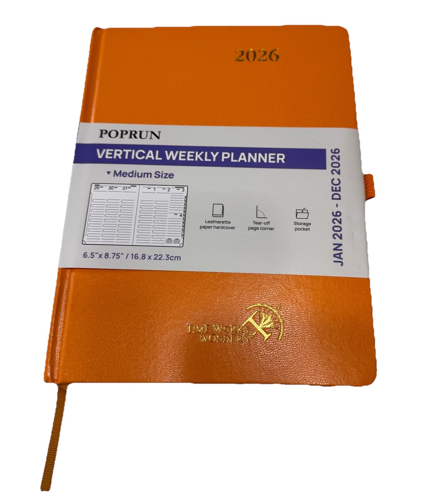 Poprun Vertical Weekly Planner Agenda 6.5×8.75 Orange Organizer