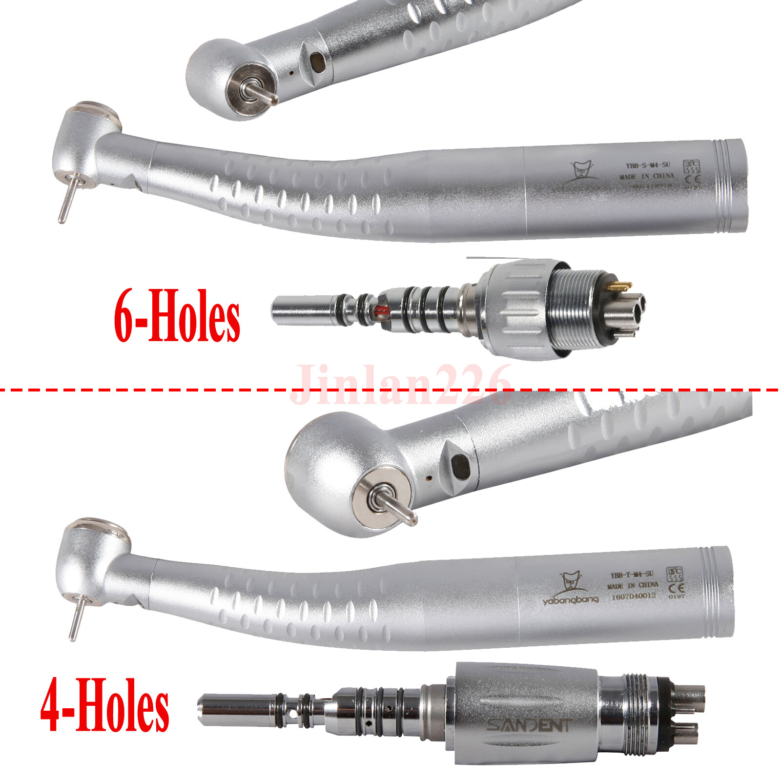 Dental Fiber Optic LED Handpiece High Speed Fit Quick Coupler 4Hole/6Hole Swivel