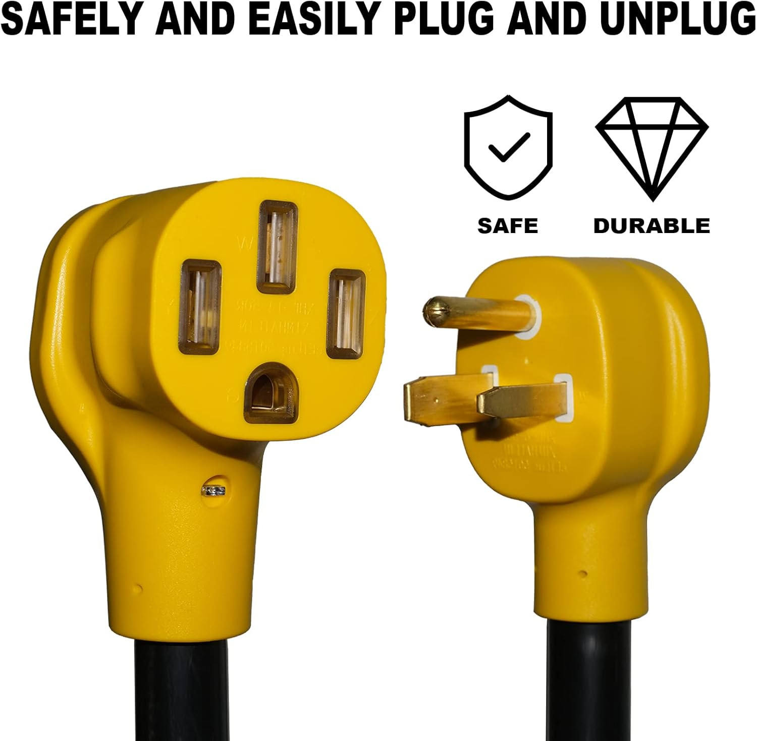 NEMA 6-50P to 14-50R 125V/250V 50 Amp 3 Prong Male Plug to 50 Amp 4 Prong Female