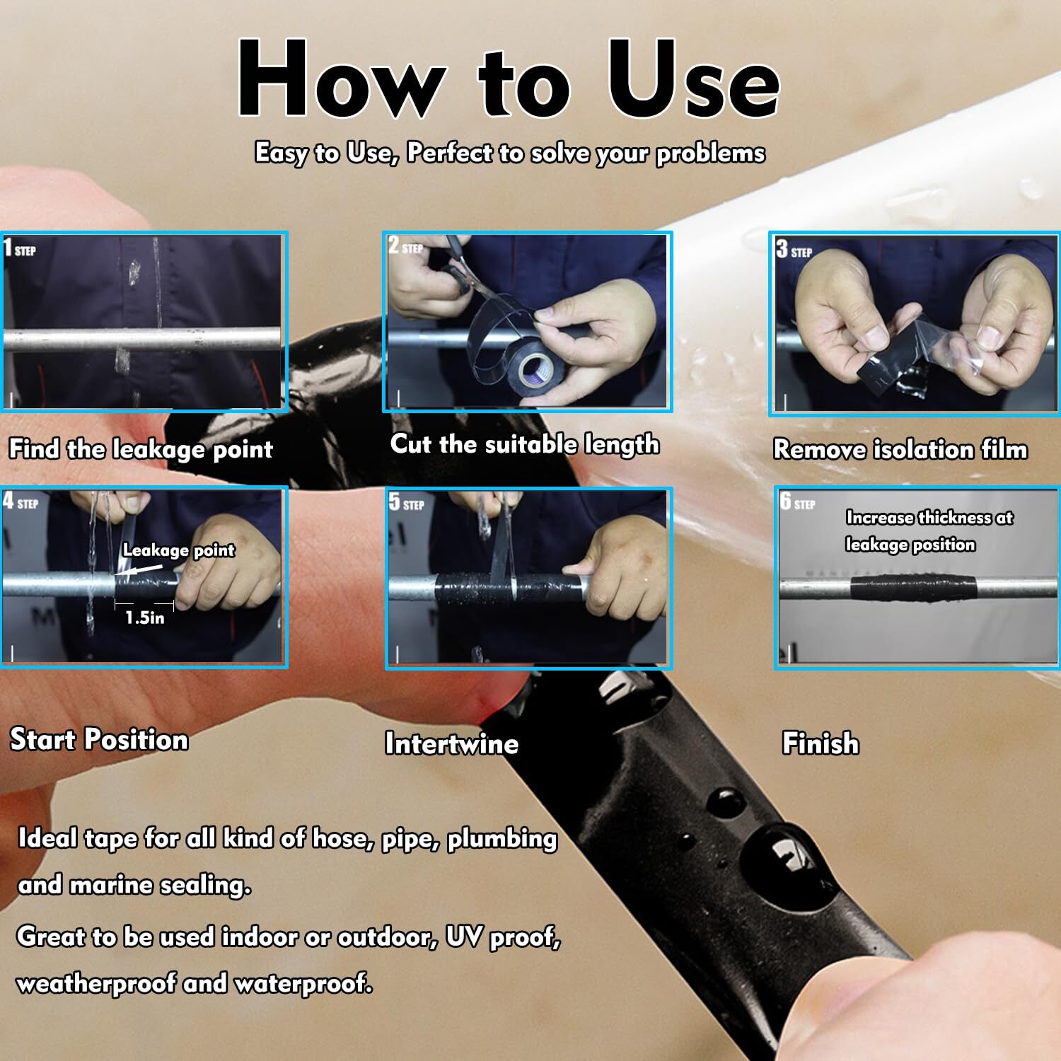 Self Fusing Silicone Tape for Plumbing Non-Adhesive Leak Seal Tape Waterproof