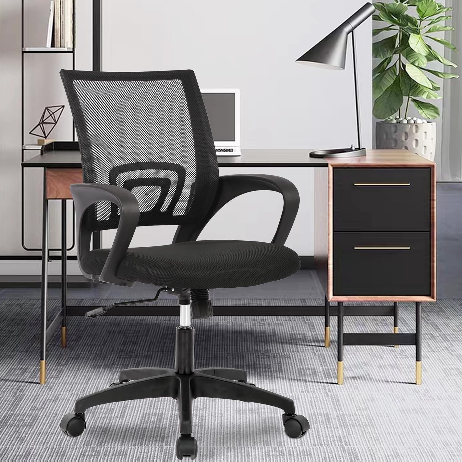 Ergonomic Mesh Home Office Chair with Adjustable Lumbar Support (Black)