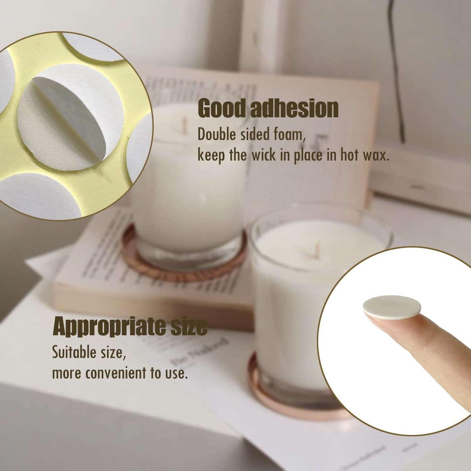 160 PCS Candle Wick Stickers, Double-Sided Heat Resistance Wick Stickers for …