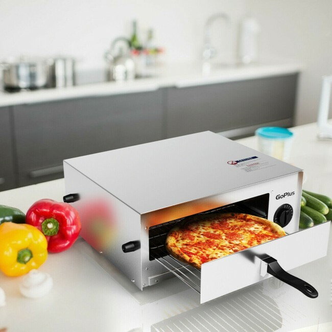 Commercial Kitchen Countertop Pizza Oven Electric Stainless Steel Pan Timer Home