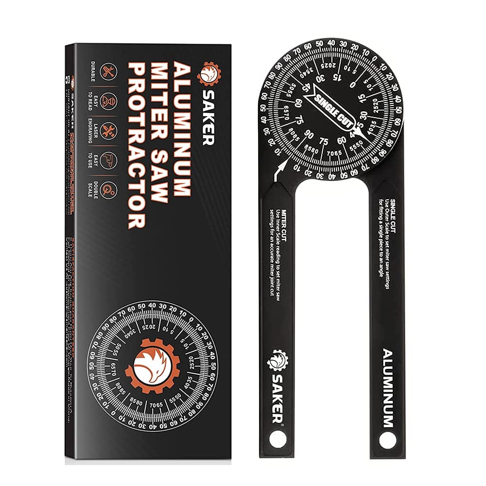 Saker Miter Saw Protractor|7-Inch Aluminum Protractor Angle Finder Black