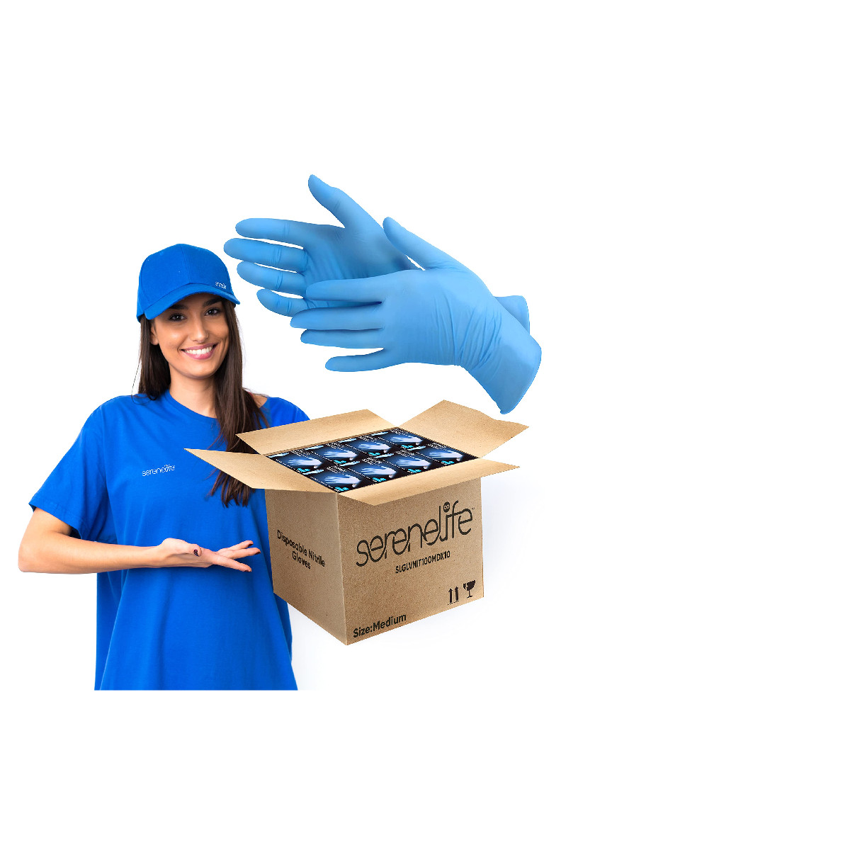 Serenelife Nitrile And Vinyl Blend Disposable Industrial Protective Gloves Soft