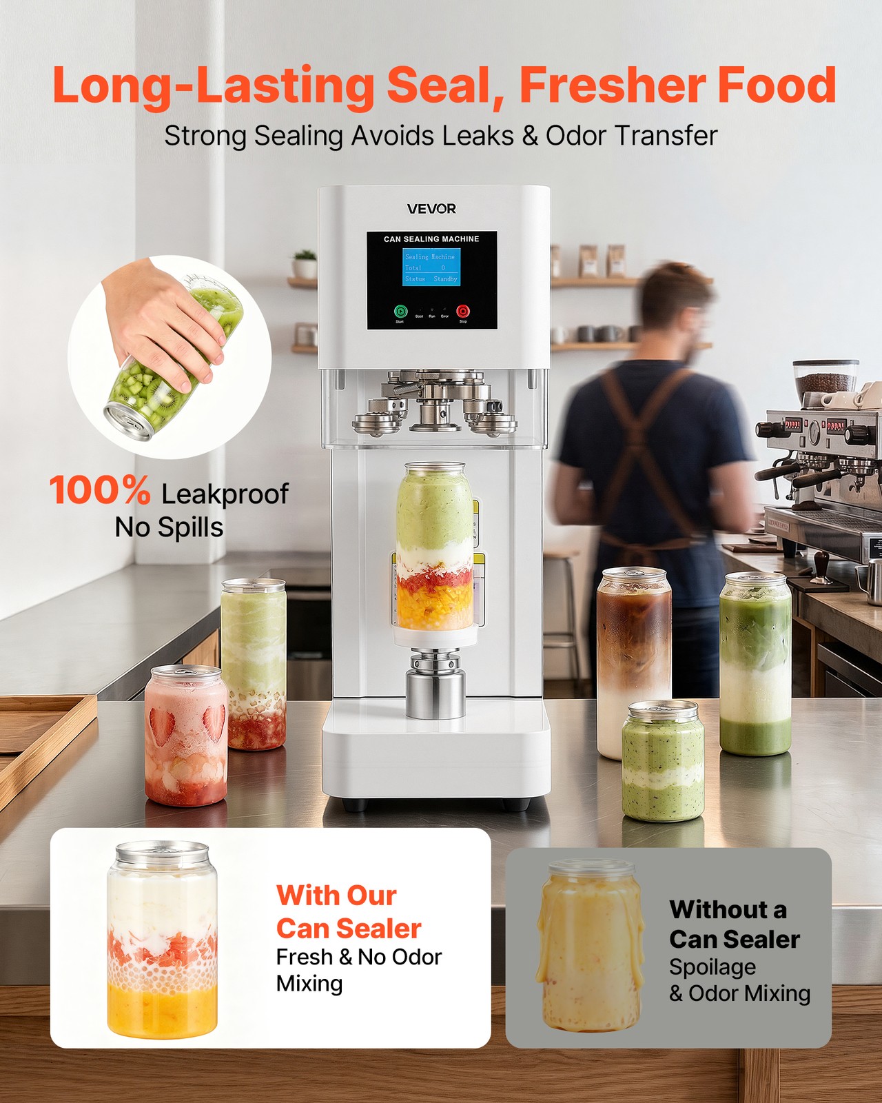VEVOR Can Sealer Machine Automatic Commercial Soda Can Sealing Coffee Shop White