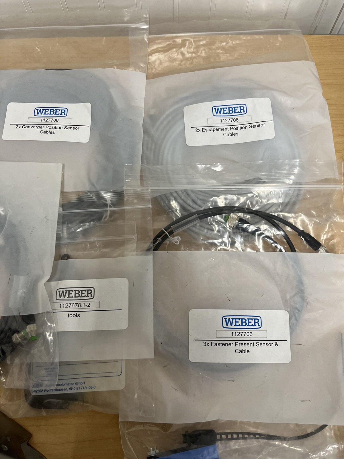 Weber Pneumatic Automatic Feed Screwdriving Bundle Lot – Cables, Sensors, etc.