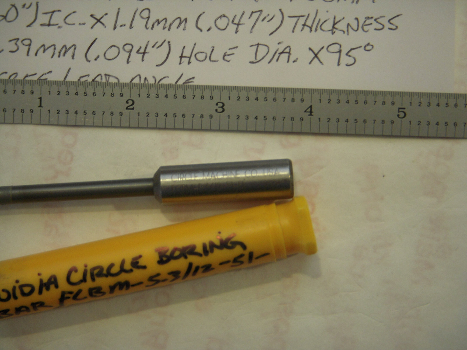 NEW WIDIA USA SOLID CARBIDE SHAFT L.H. BORING BAR FCBM-531251 5L MIN. BORE 6MM
