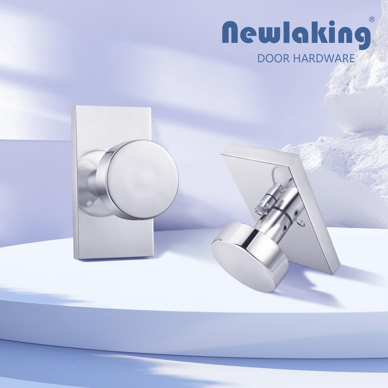Polished Chrome Zinc Alloy Privacy Door Knob with Lock, Heavy-Duty Round Hand…
