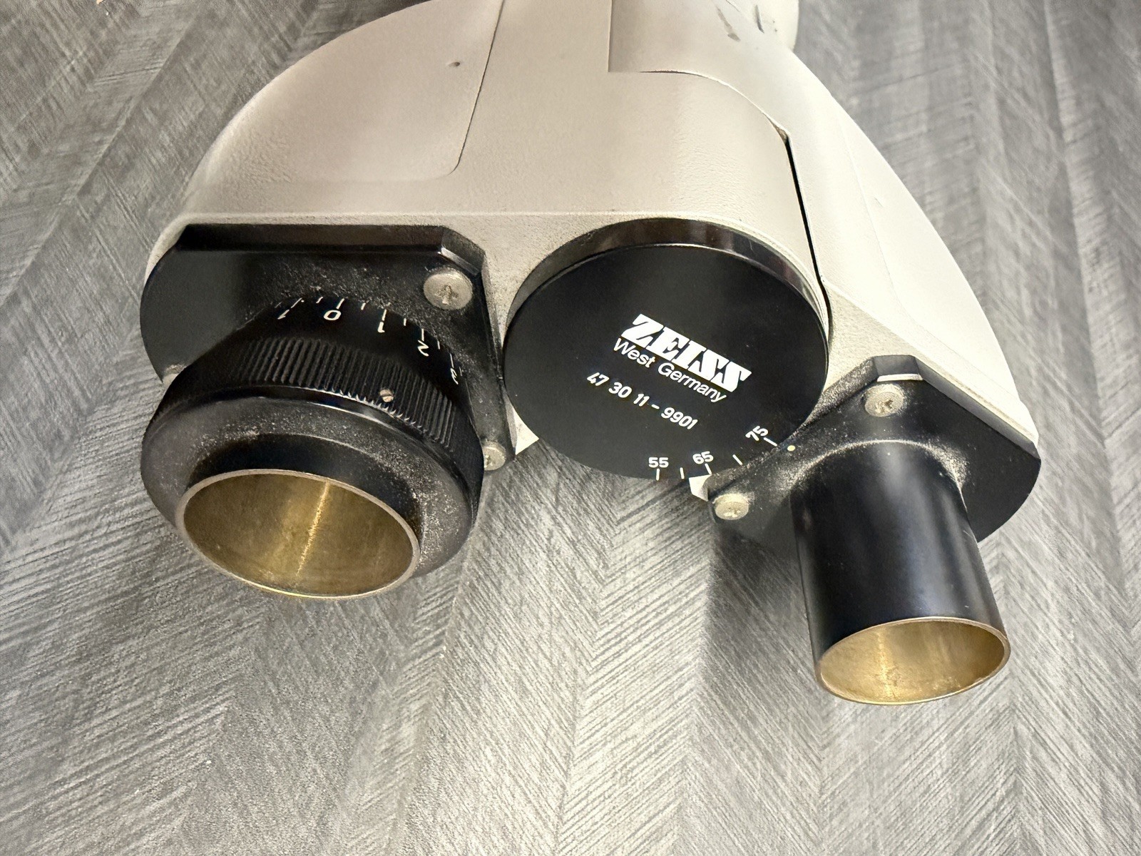 Carl Zeiss West Germany Binocular Microscope Head w/ WF10x/20 Eyepieces Used