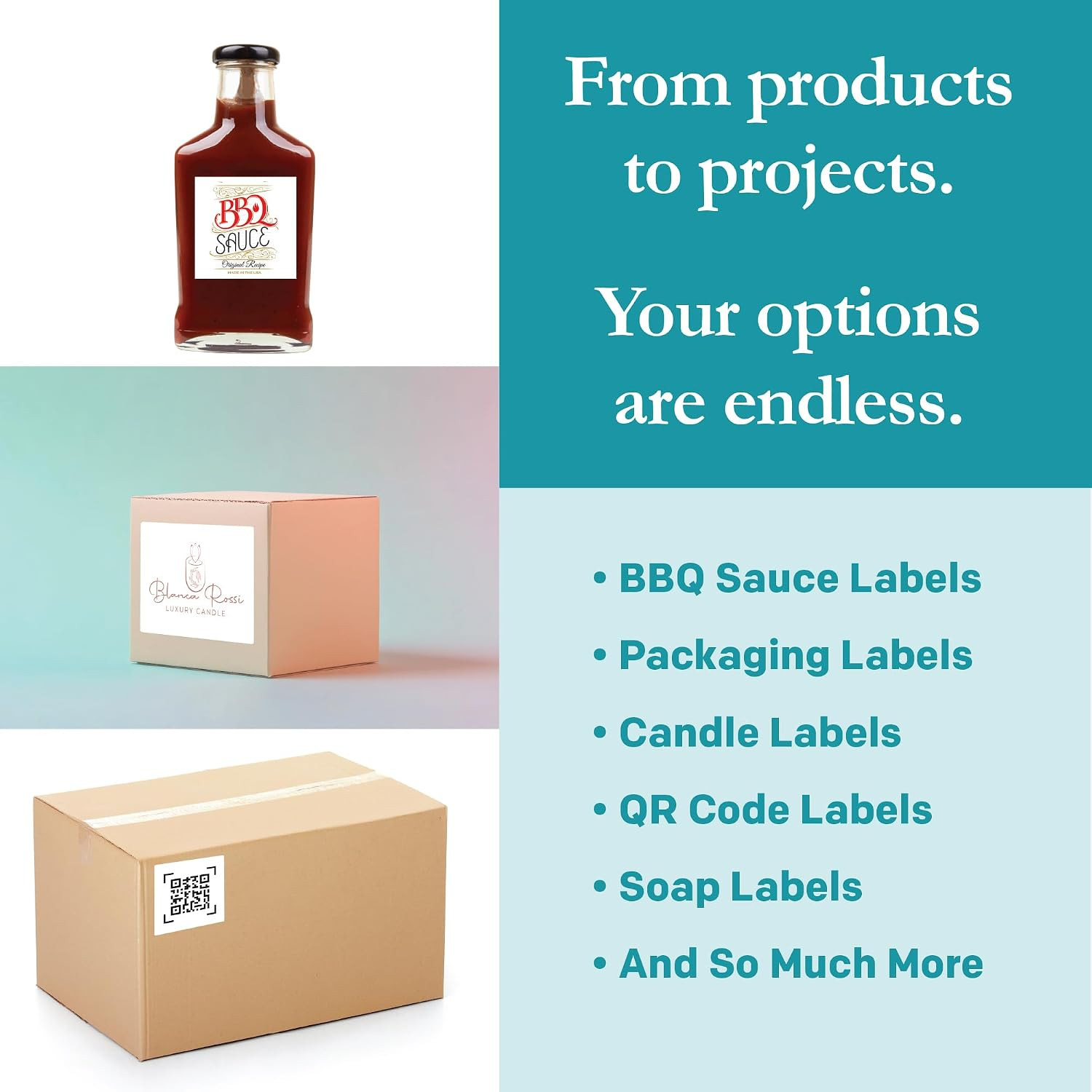Premium Label Supply White Sticker Square Labels – 4″ x 4″ – Laser/Inkjet Compat