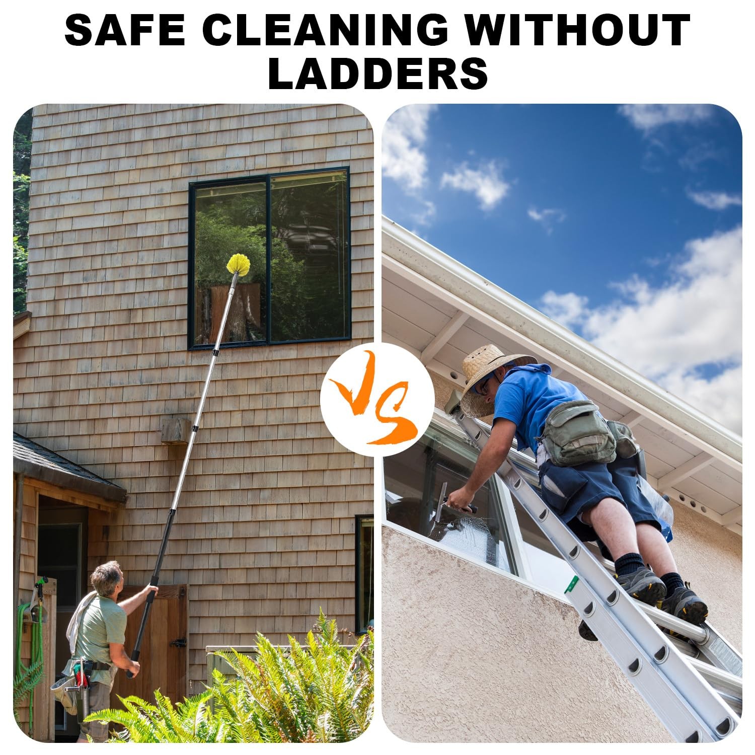 ARTIPOLY 4-12ft Cobweb Duster w/ 20ft Extension Pole, High Reach Feather Duster