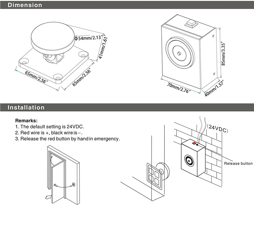 Electric 50kg 110lbs Smokeproof Anti-Residual Magnetism Wall Mount Door Holder