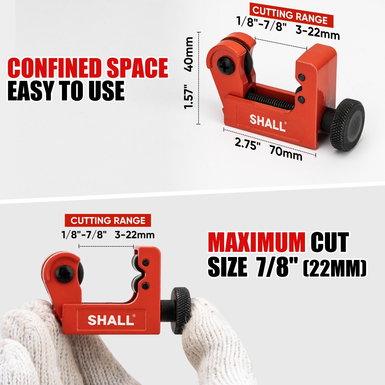 SHALL 4-Piece Tubing Cutter Set, for Copper, Aluminum, Stainless Steel,PVC Pipe
