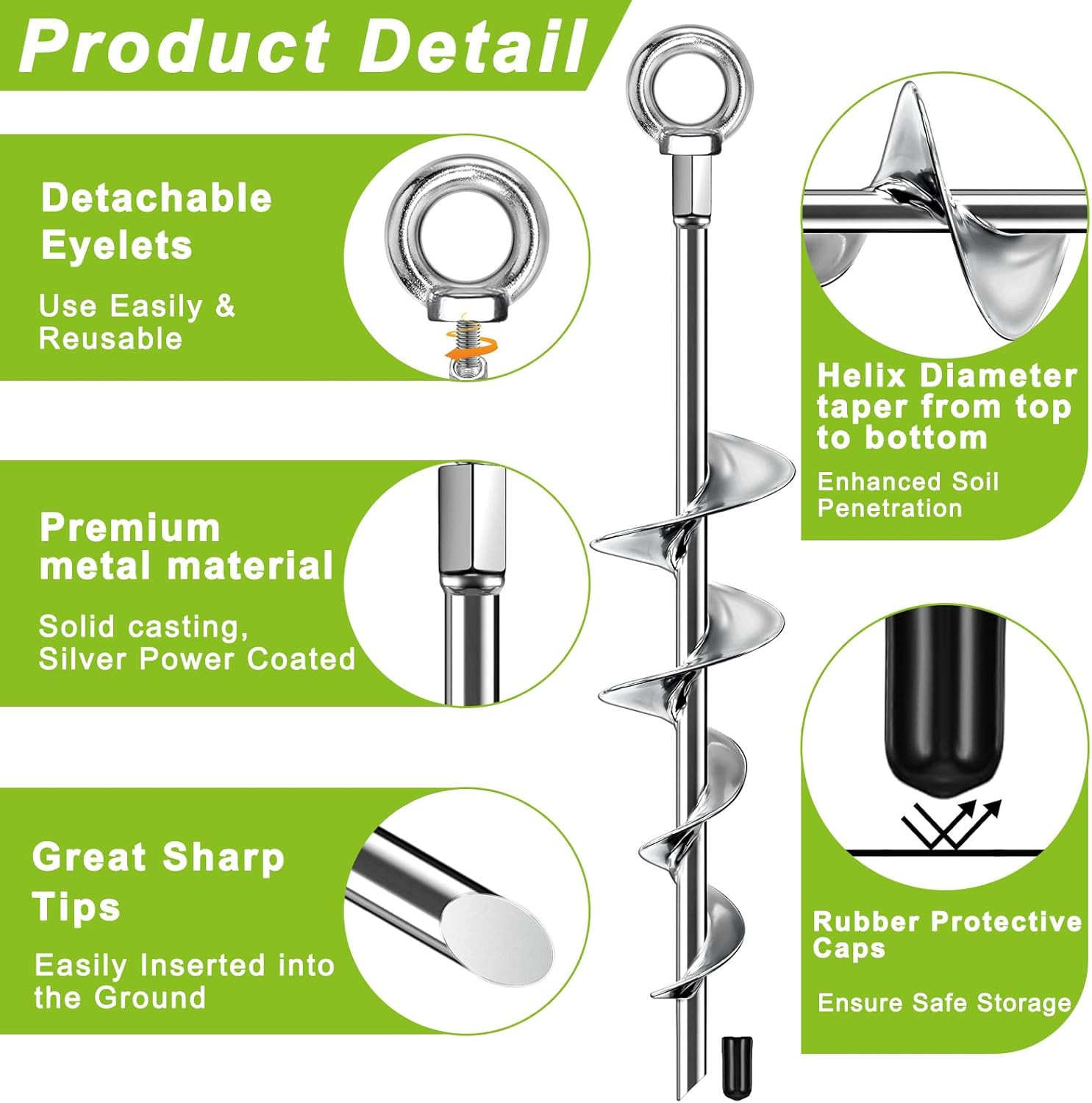 Ground Anchors Screw In, 18 Inch Ground Anchors Heavy Duty Metal Earth Auger Anc