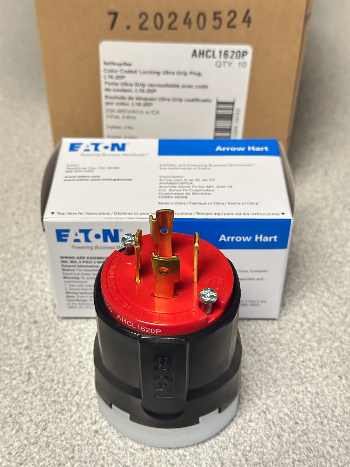 10 NEW Arrow Hart Eaton AHCL1620P Red Locking Ultra Grip Plugs 20A 480V L16-20P