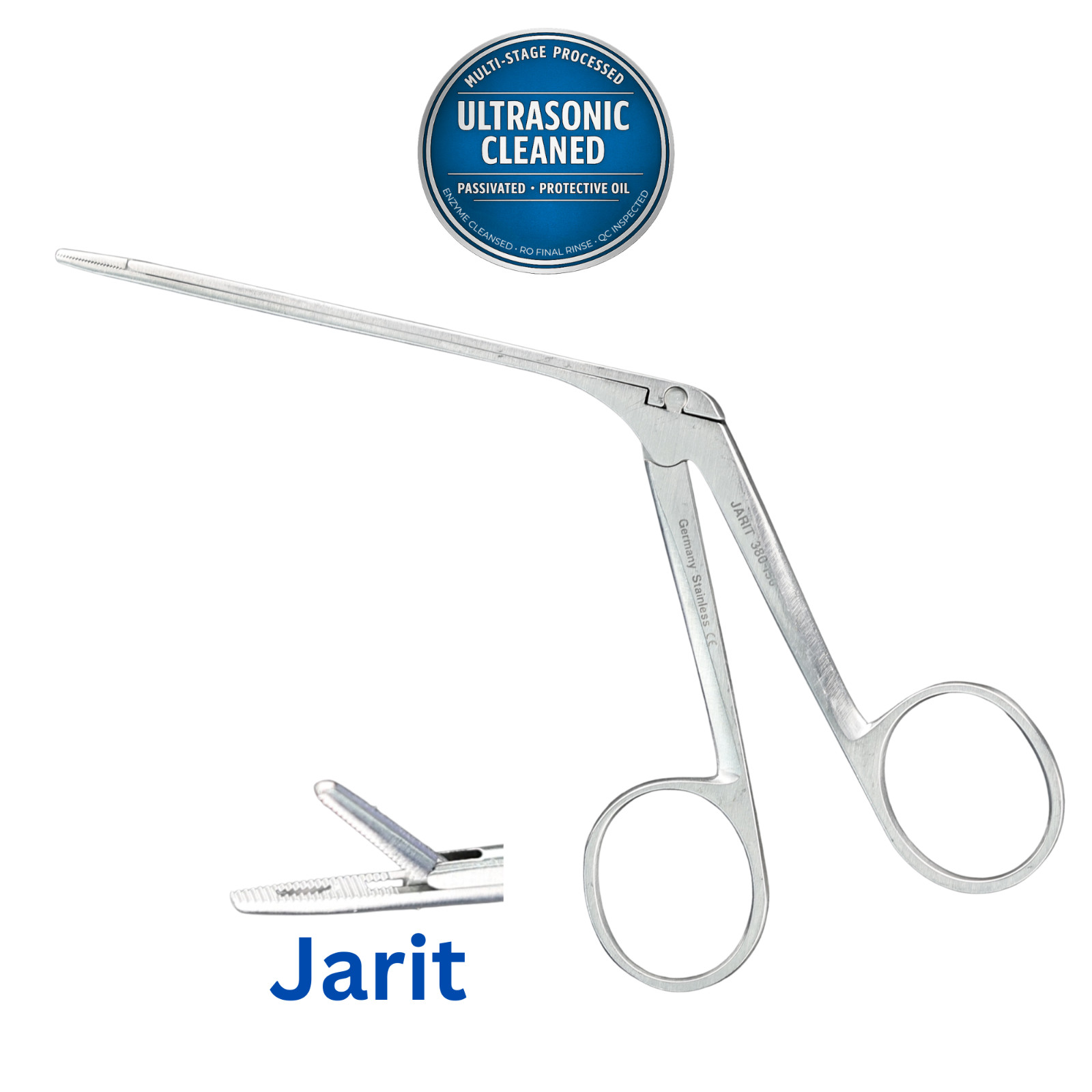 Jarit 380-150 Hartman Alligator ENT Forceps, Serrated, 1.8mm Jaw, Straight, 85mm
