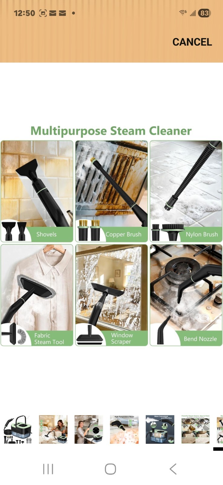 Portable Handheld Steam Cleaner with 16 Accessories, 15s Heat-Up, 221°F