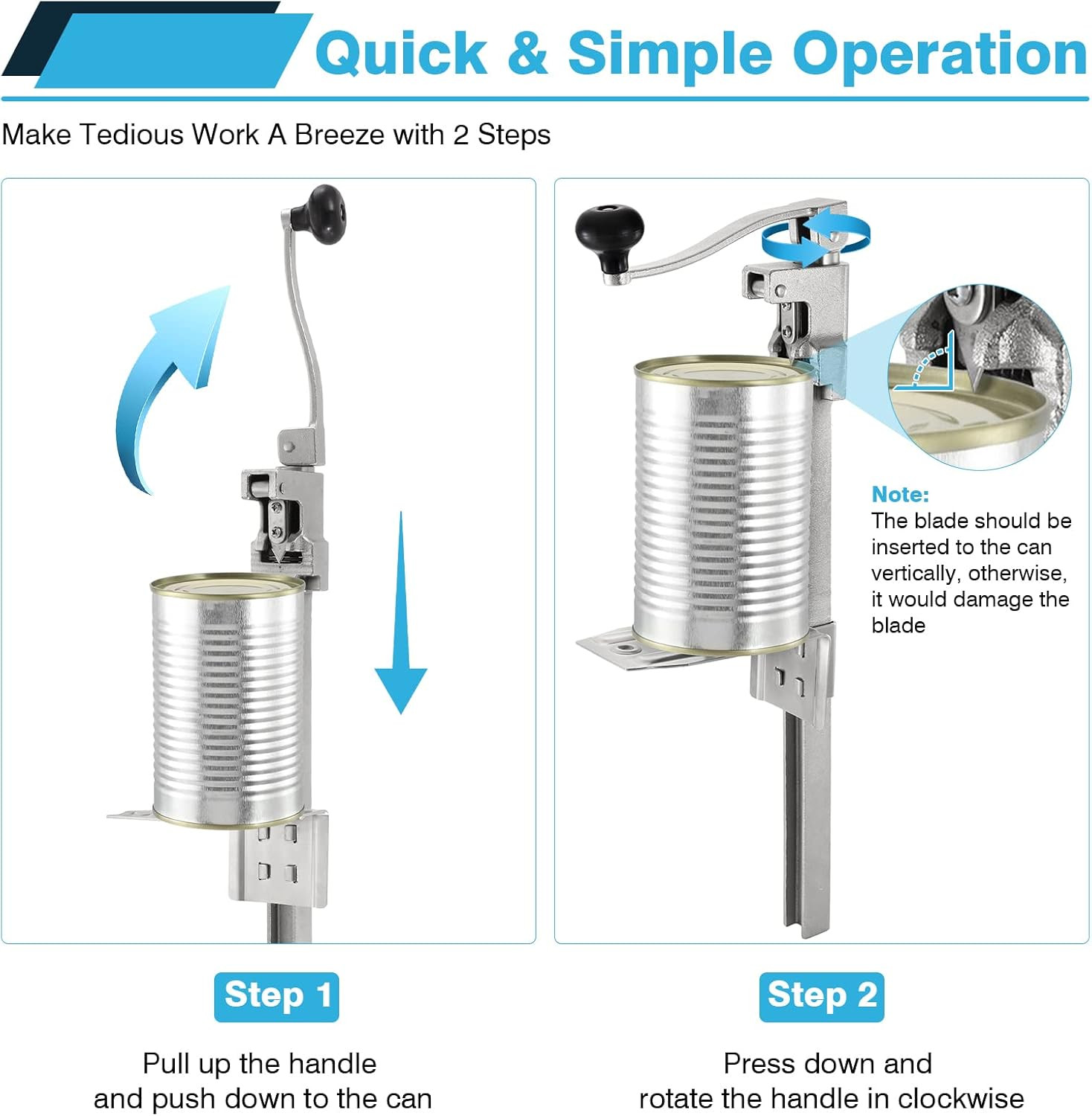 Commercial Can Opener for Restaurant, 19”/48Cm Heavy Duty Table Mount Manual Can