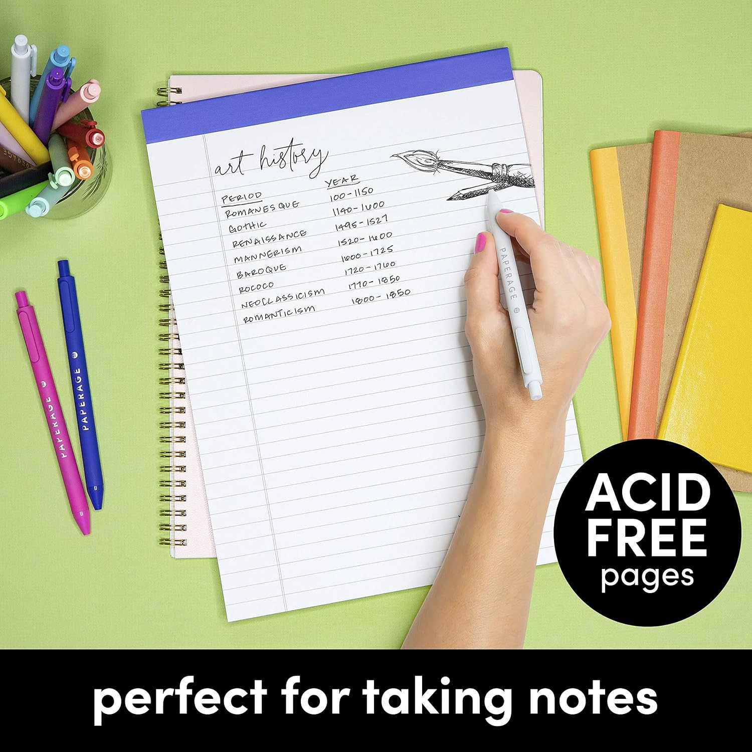 6 Pack Lined Legal Pads 8.5×11″ Wide Ruled Notebook Color Binding 50 Sheets