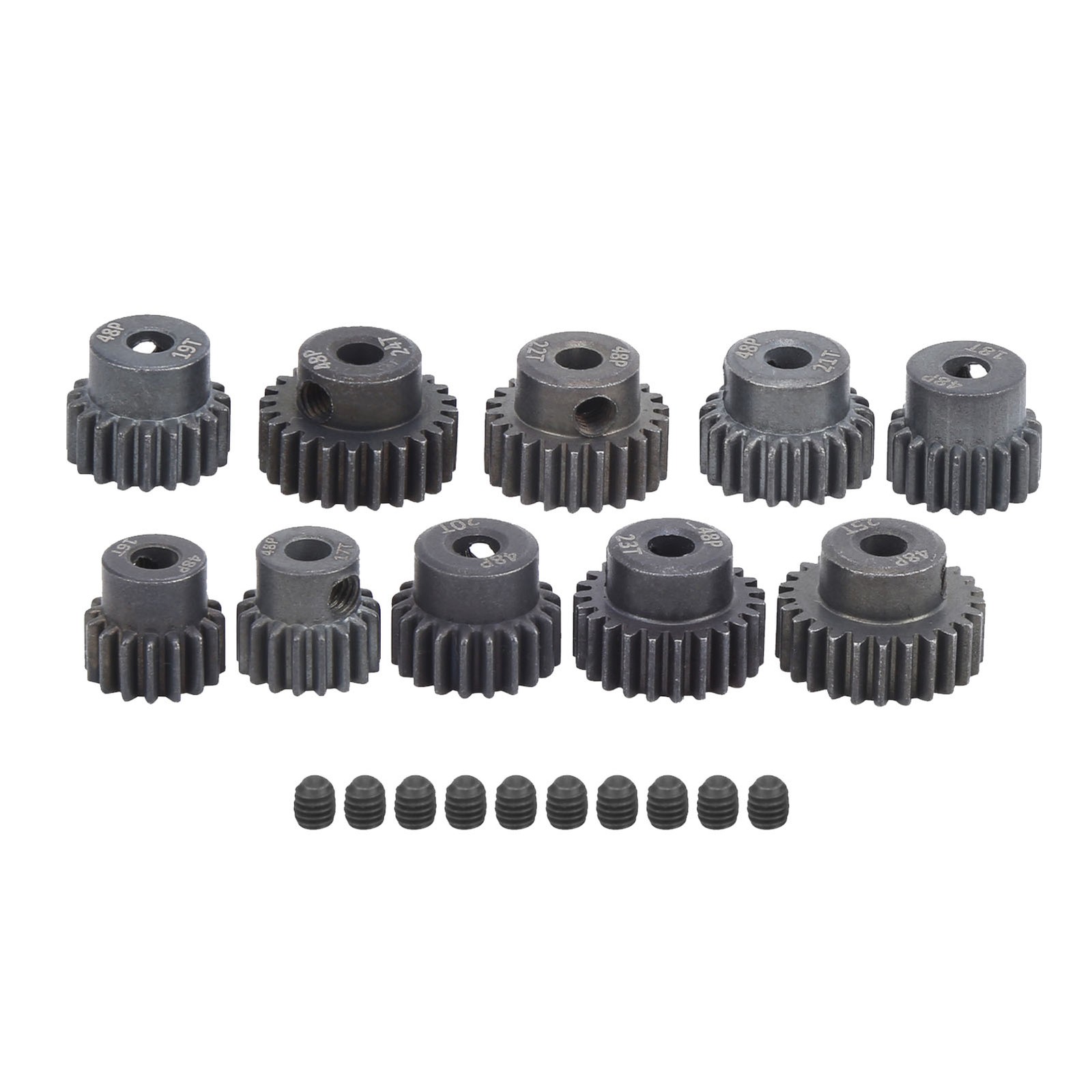 10Pcs/Set 16T‑25T 7075 48P Steel RC Car Motor Gear Pinion For 1/8 1/10 Brushless