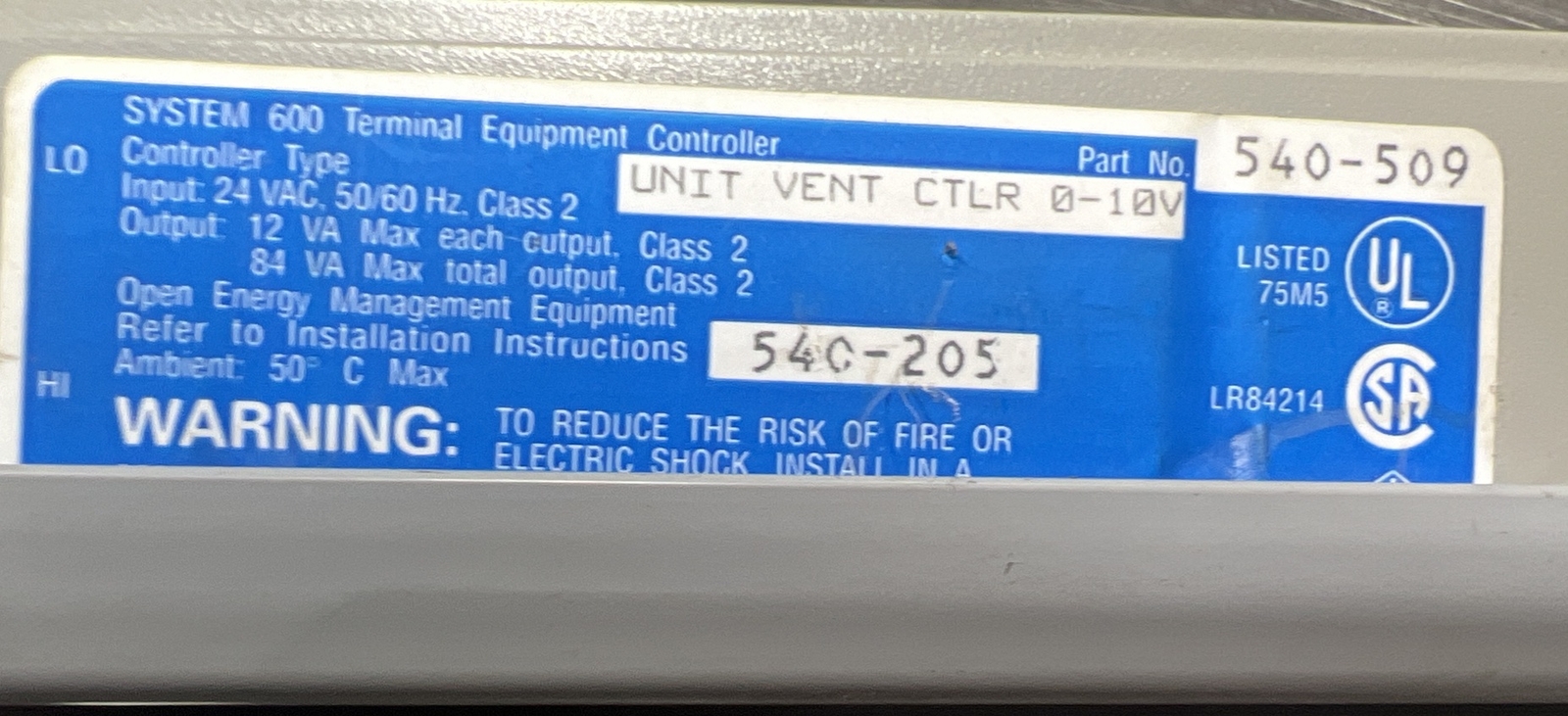 Landis & GYR 540-509 BACnet Used Surplus