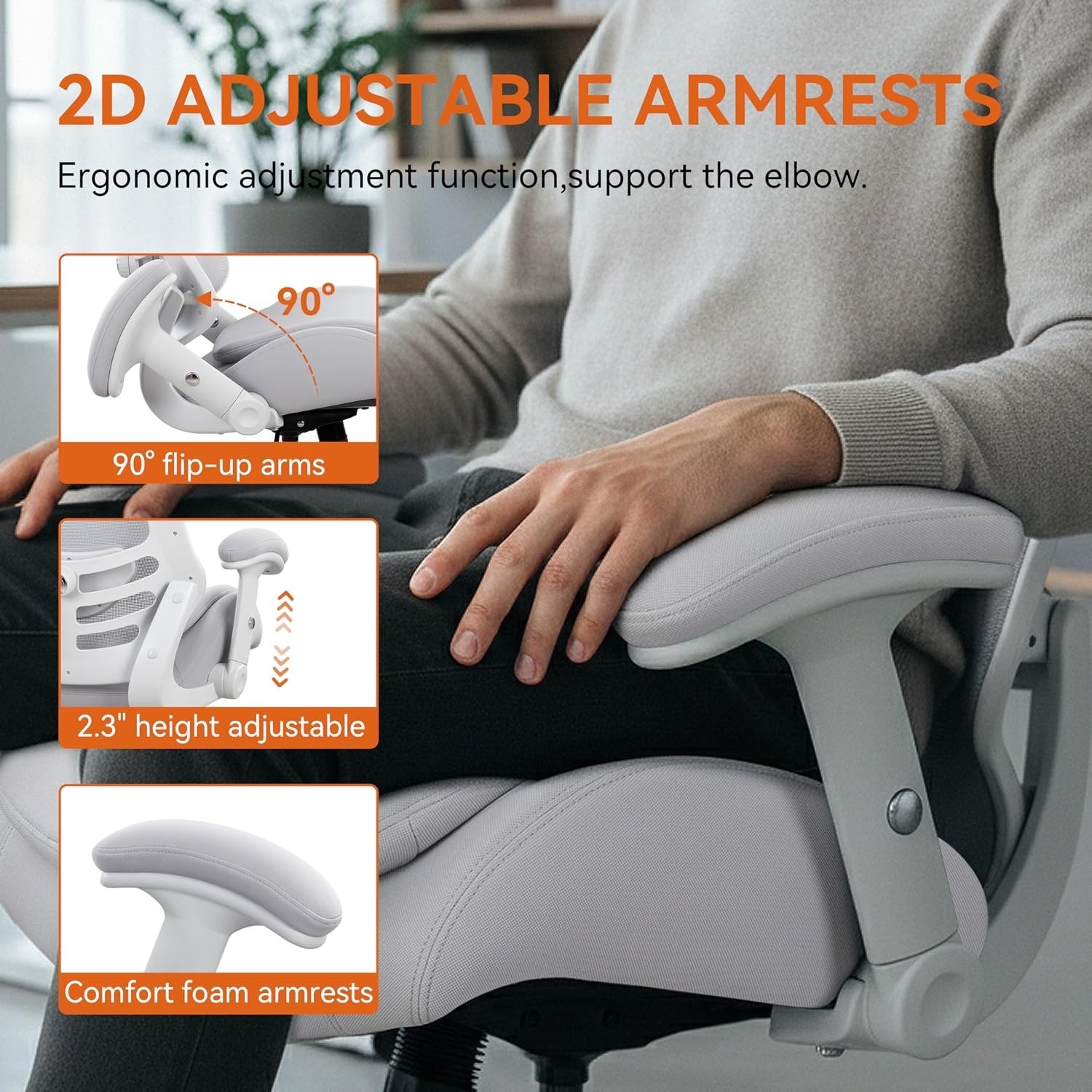 Ergonomic High Back Drafting Chair with Adjustable Headrest and Lumbar Support