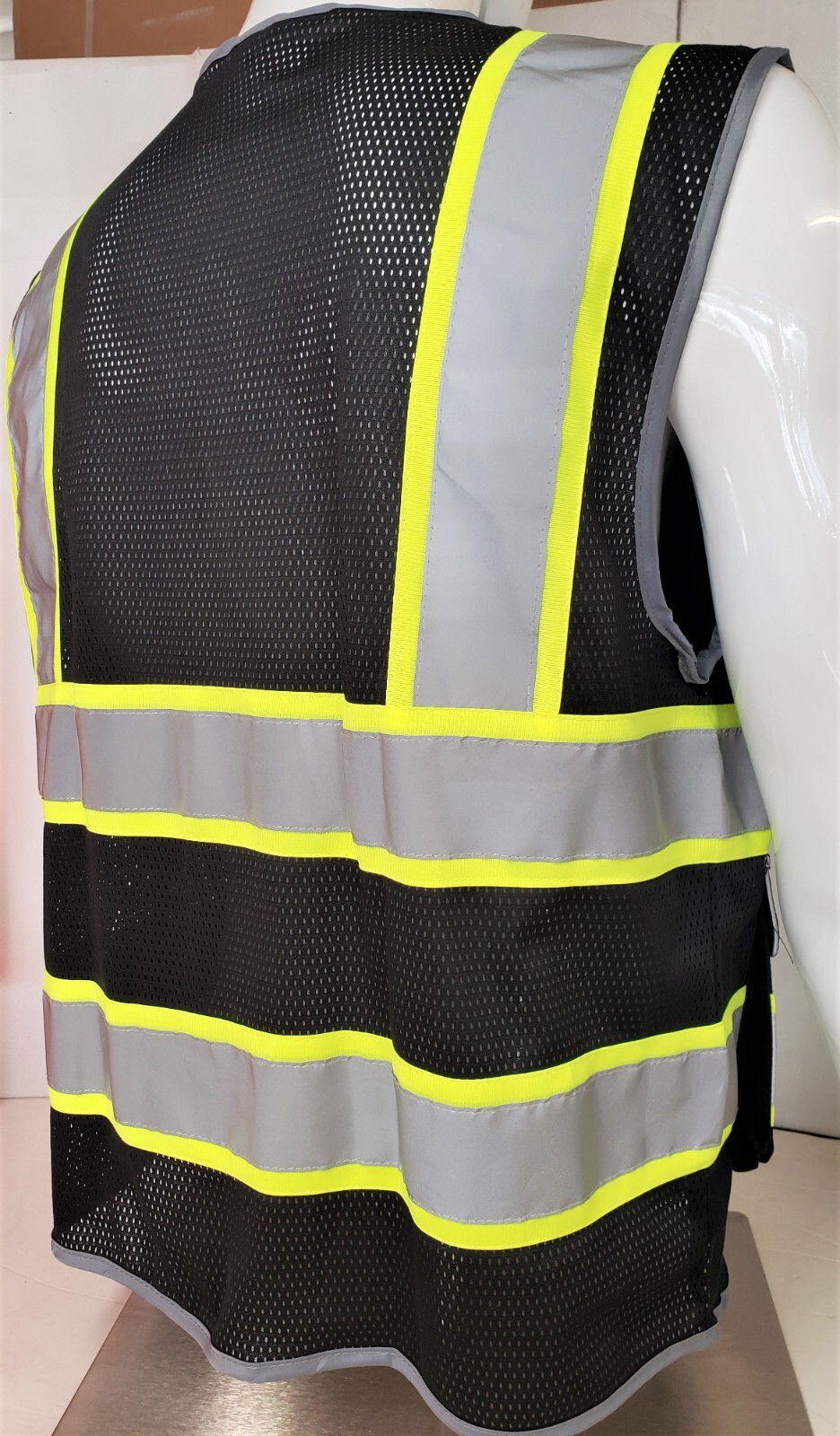Hi Visibility Reflective Black Safety Vest (Small to 2XL)