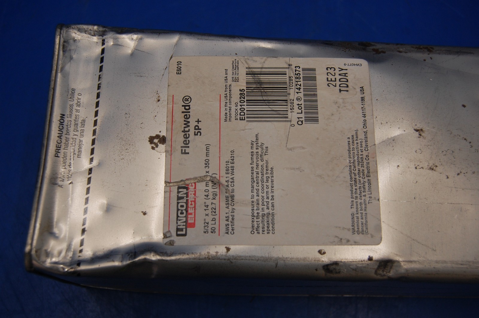 LINCOLN ELECTRIC FLEETWELD E6010 5/32″X14″ ED010285 50LB WELDING RODS ELECTRODES