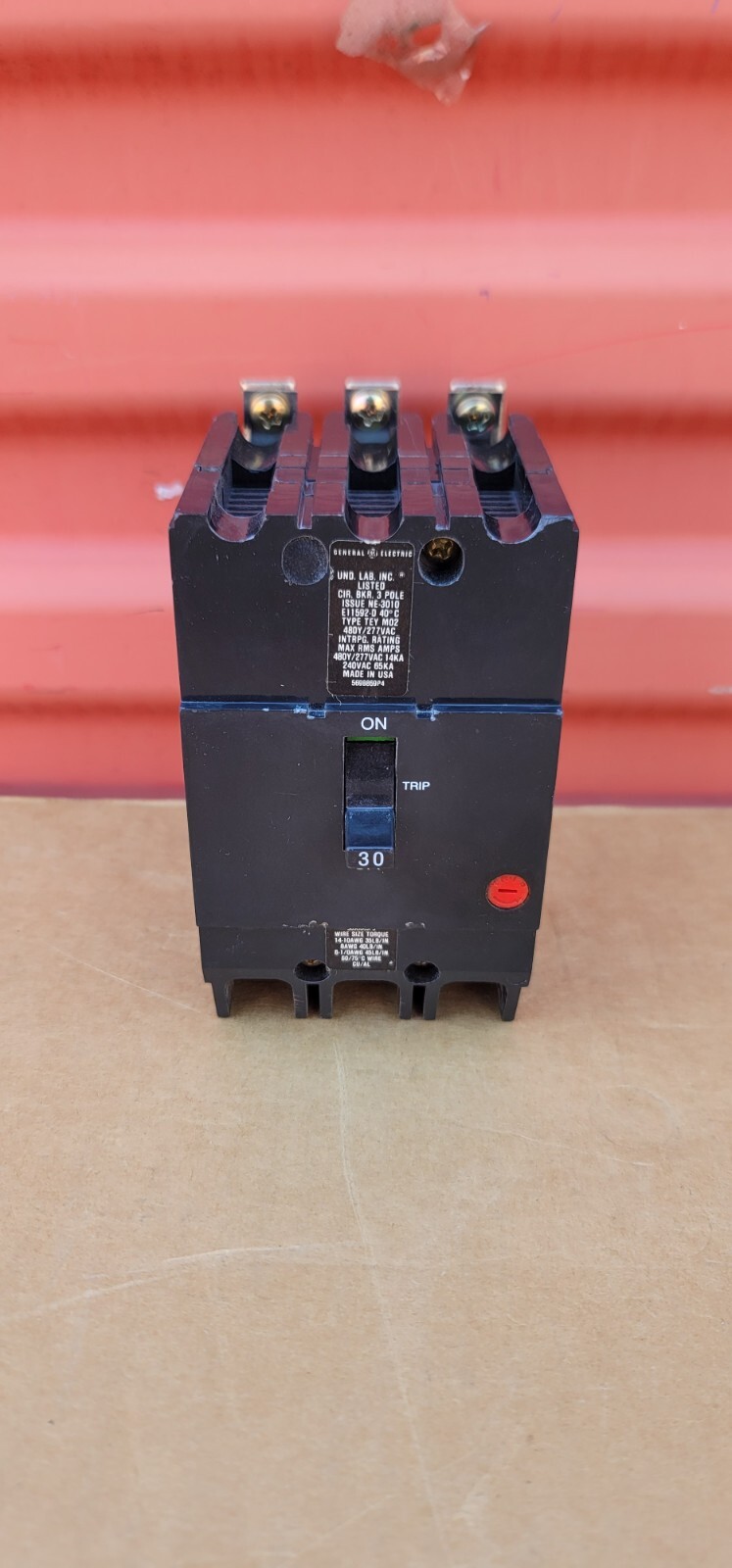 General Electric TEY330 3 Pole 30Amp 480/277 Volt Bolt On Circuit Breaker NEW