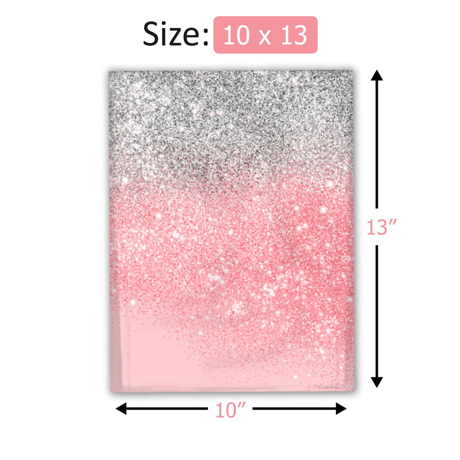 10×13 (100) Pink Glitter Transition Valentine’s Day Designer Poly Mailers Wat…