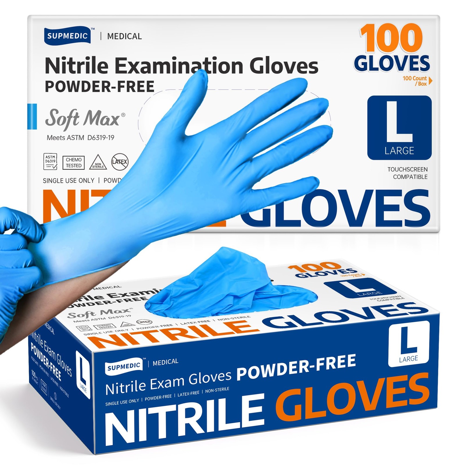 Medical Soft Max™ Nitrile Exam Gloves, 100 Count Latex-Free Powder-Free Non-Ster