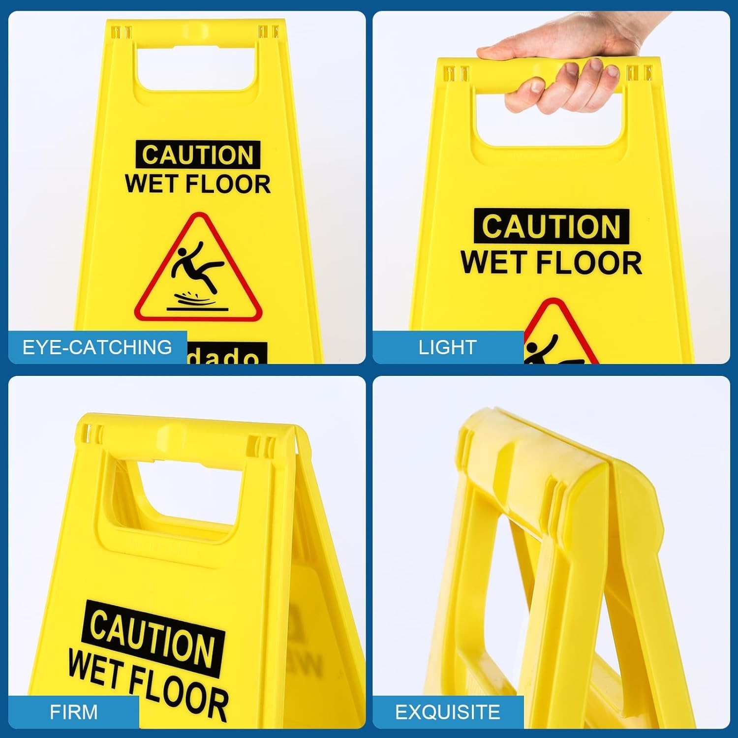 2-Pack Caution Wet Floor Sign,17.5″ Height,Bright Yellow Double-Sided Folding…