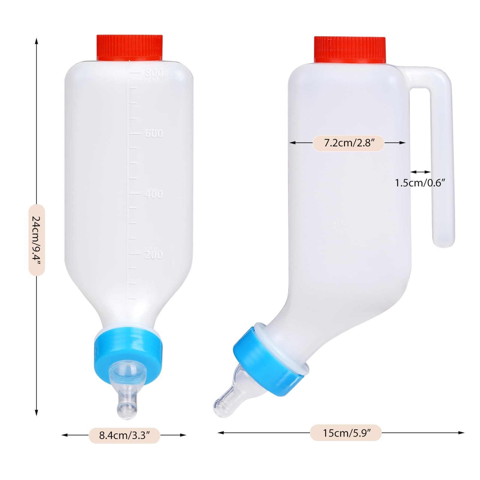 2 Pcs 800ml Lamb Feeding Bottle Thickened Goat Feeder Hang Upside Down Nursing