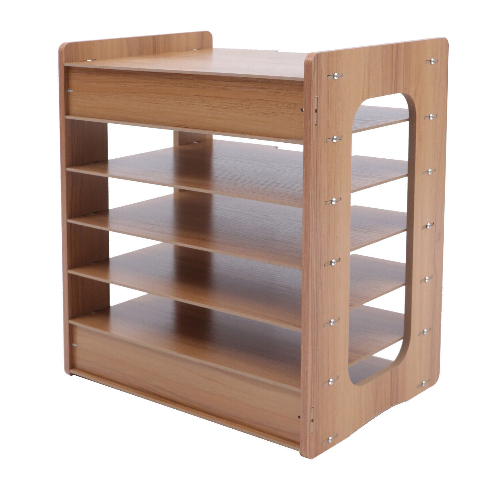 7 Tier Wood Desktop Paper Organizer File Document Storage Shelf for Home Office