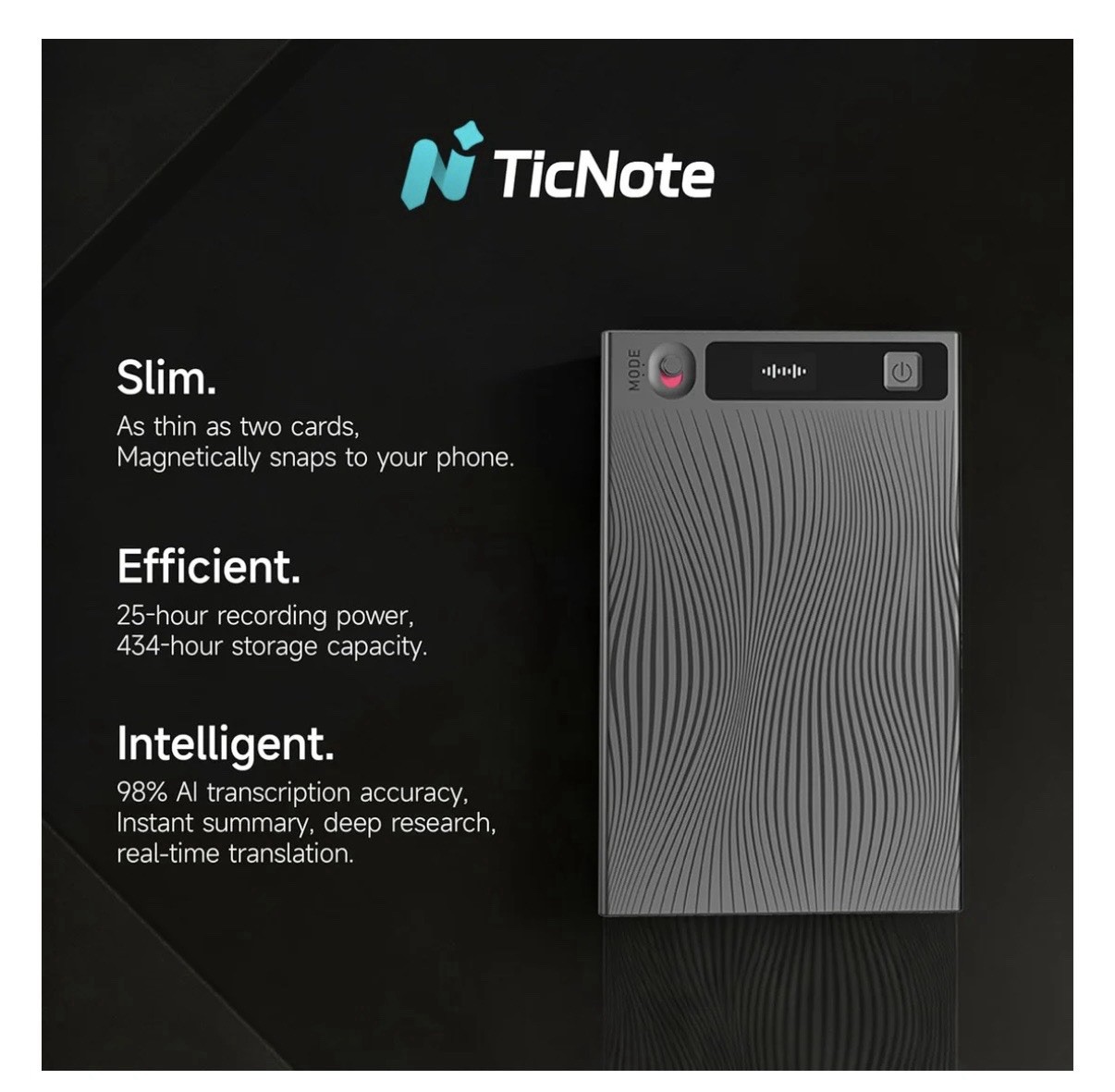 Mobvoi TicNote AI Voice Recorder 64GB AI Transcription Translation MagSafe