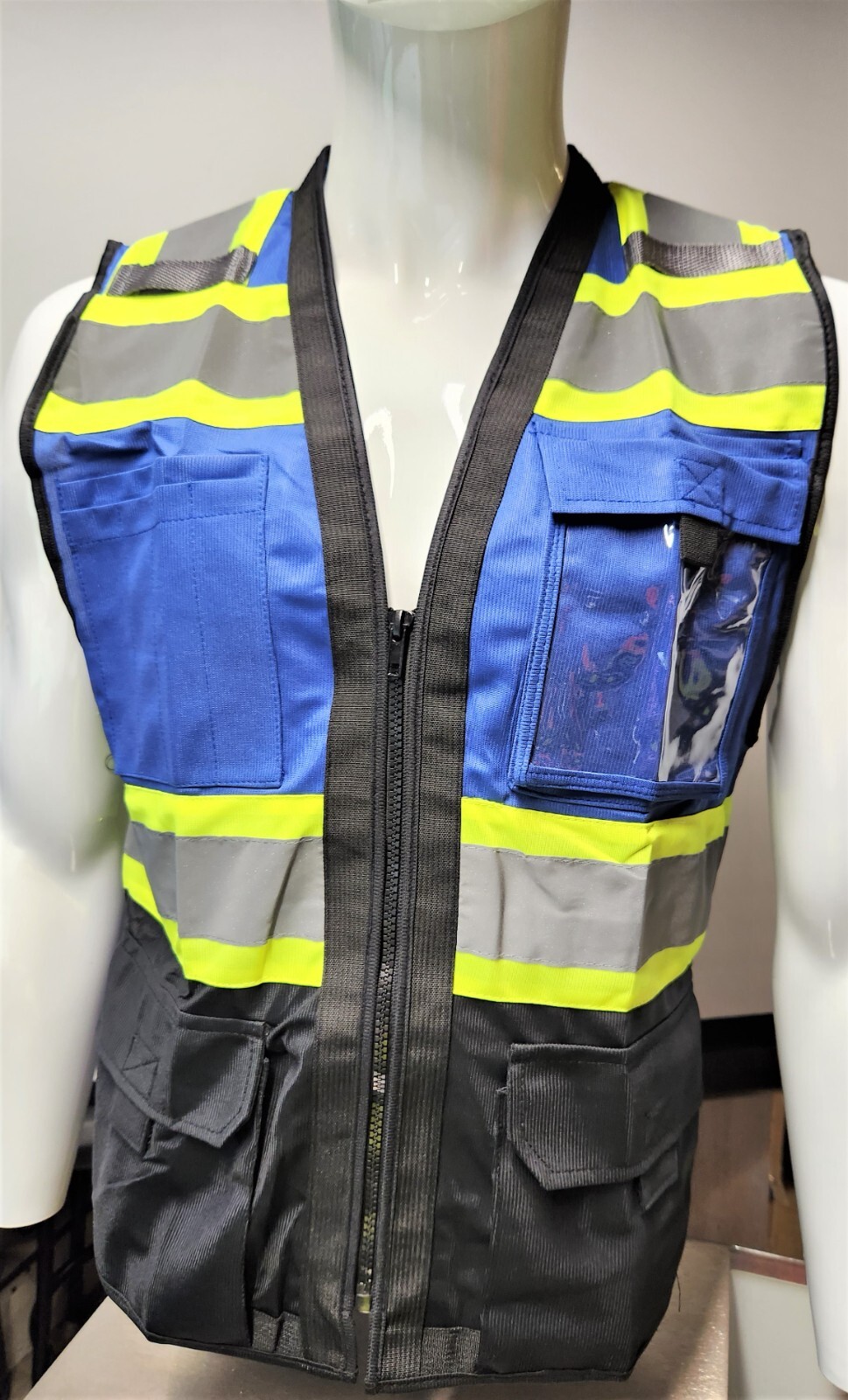 Class 1 High Visibility Reflective BLUE OR RED Safety Vest with ID Pocket