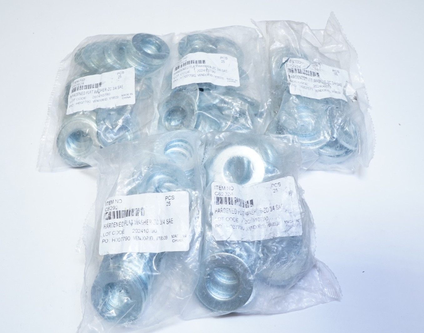 Lot of 125 Value Collection 3/4″ Screw SAE Flat Washer Grade 8 Steel Zinc C82924