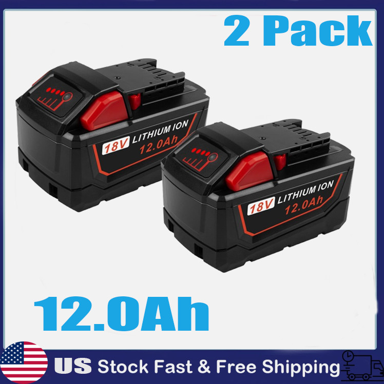2PCS For Milwaukee 18V for M18 Li-ion XC 12.0Ah Battery 48-11-1860 48-11-1850 US